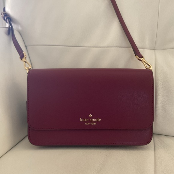 kate spade Handbags - kate spade Burgundy Crossbody Bag with Gold Hardware